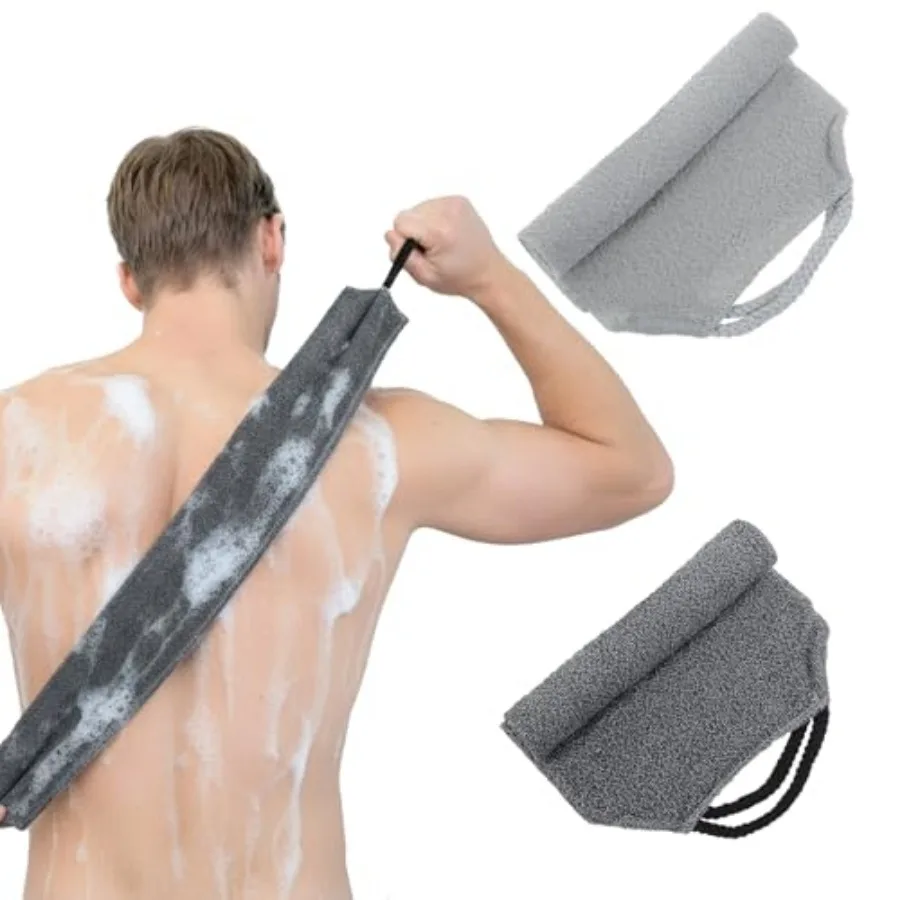 

2 PCS Back Scrubber for Shower, Nylon Exfoliating Back Scrubber with Handles Body Bath Pull Strap Scrubber Stretchable Cleans S