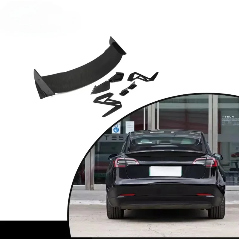 High Quality Dry Carbon Fiber Rear Spoiler GT Wing Fits For Tesla Model 3 Sedan 2016-2021