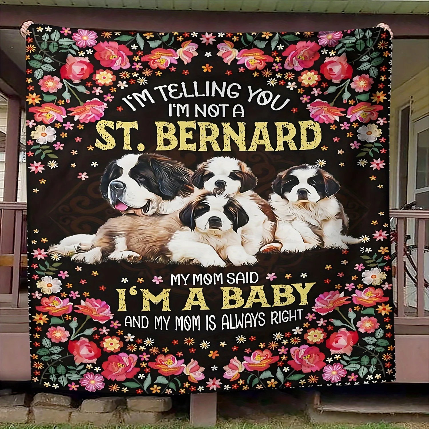 Cozy St Bernard Dog Patterned Throw Blanket, Cute Pet Animal Couch Bed Warm Wrap, All Season Office Home Decor Gift