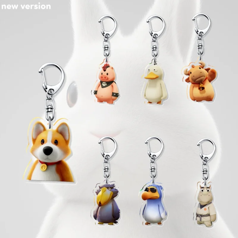 

Party Animals Acrylic Cute Keychain Game Related Product Jewelry Char Souvenir Pendant Chubby Key Ring New Present Chubby Bag