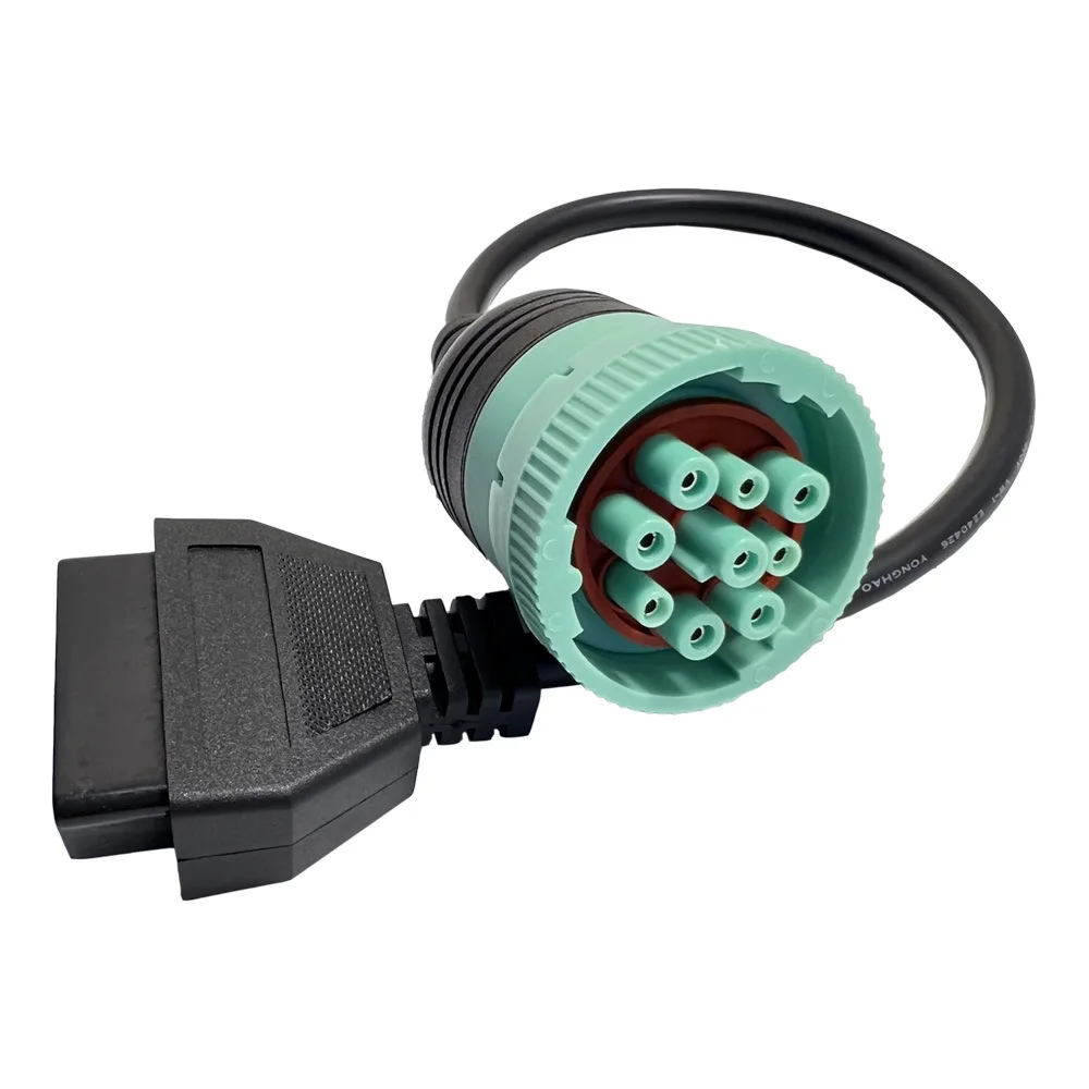 1PCS Heavy Duty Truck 9 Pin J1939 to 16 Pin OBD2 16PIN OBDII Adapter Cable car accessories