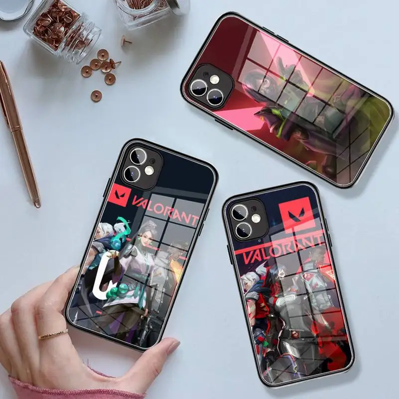 Riccu Anime game PC Valorant Phone Case Tempered Glass for IPhone 13 11 12 Pro XR XS MAX 8 X 7 Plus SE 13 Pro 12 Mini Covers