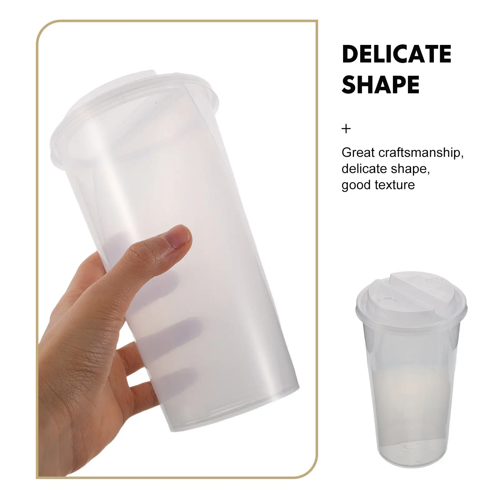 20 Sets 700ml Disposable Milk Tea Cup Double Split Cups Plastic Coffee Smoothie Milkshake Beverage Mug Takeaway with Lids Straws