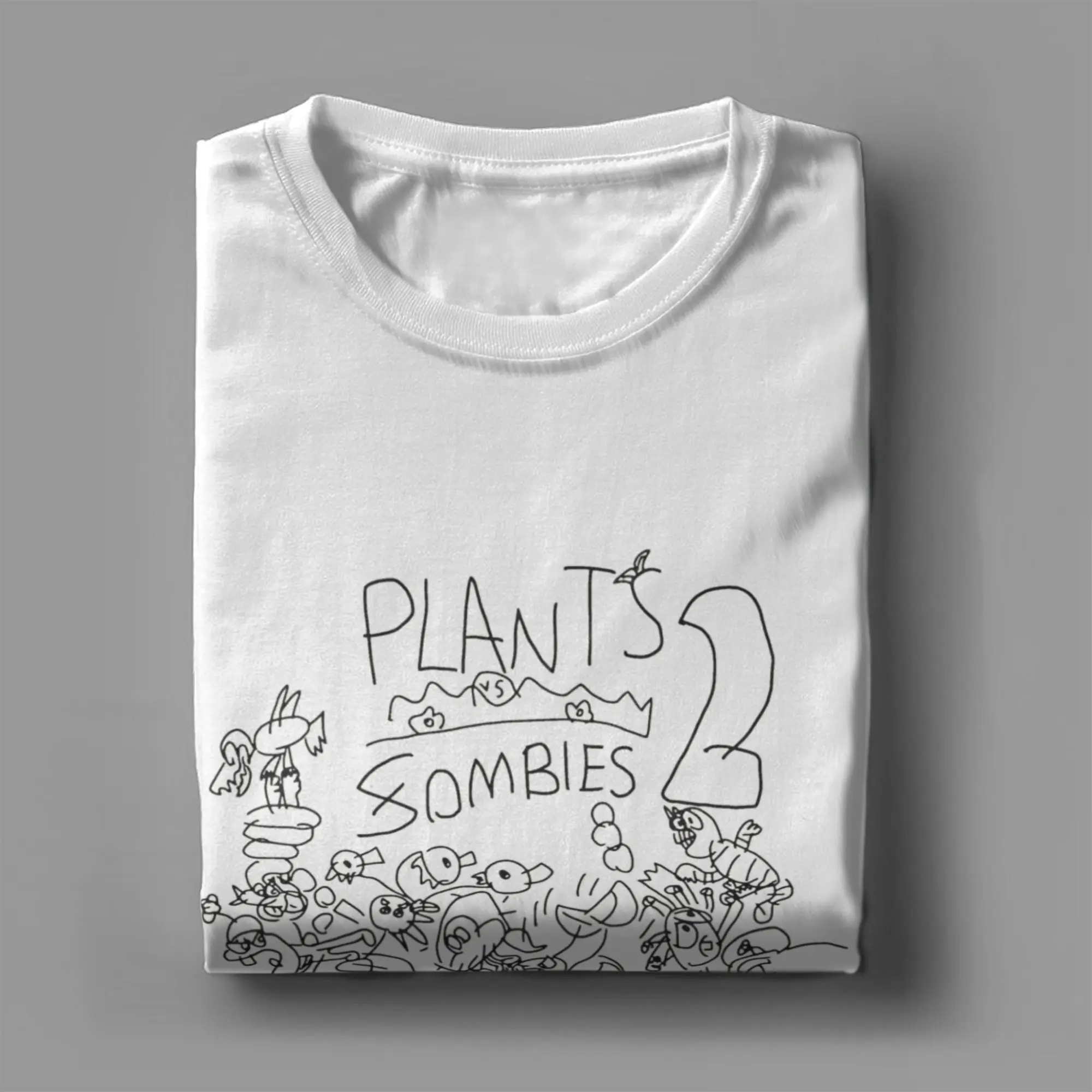 تي شيرت رجالي النباتات مقابل الزومبي خربش يصل خمر القطن الخالص تي شيرت قصير الأكمام لعبة فيديو تي شيرت س الرقبة الملابس الحاضر