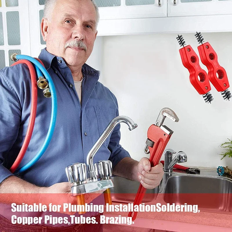 핫! 미끄럼 방지 손잡이가 있는 구리 튜브 브러시, 디버링 브러시 클리너 도구, DIY 산업용 도구, 4 in 1 파이프, 3PCs