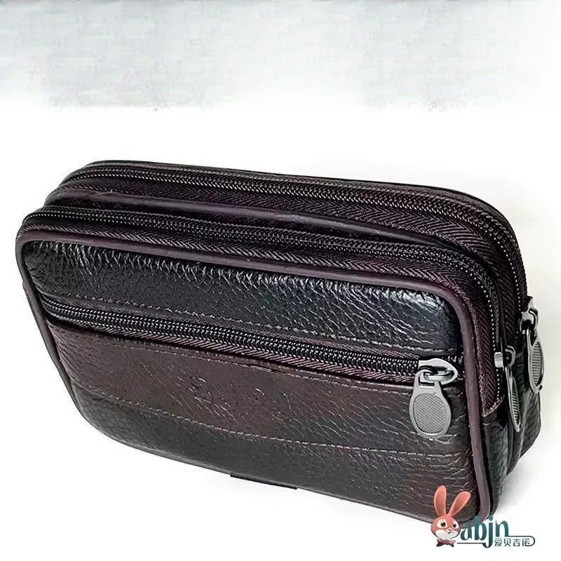 Leather Fanny Pack Women's Mobile Phone Waist Bag 75 Inch Belt Insertion Square Shape Small Bag for Mobile Phones American Vi...