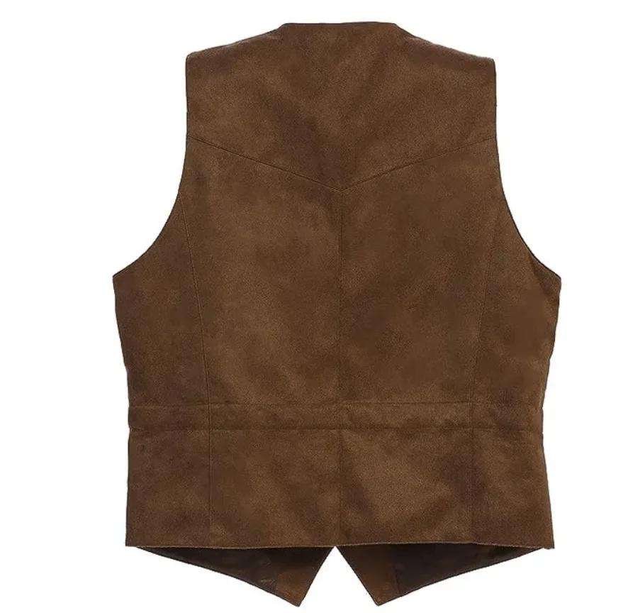 Men's V-Neck Suit Vest Slim Fit Business Formal Dress Button-up Single Breasted Waistcoat Vest
