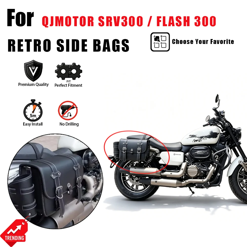 

For QJMOTOR SRV300 SRV 300 Flash 300 Motorcycle Side Bag Retro Waterproof Saddlebags Maletas Moto Bolsa Moto Accessories