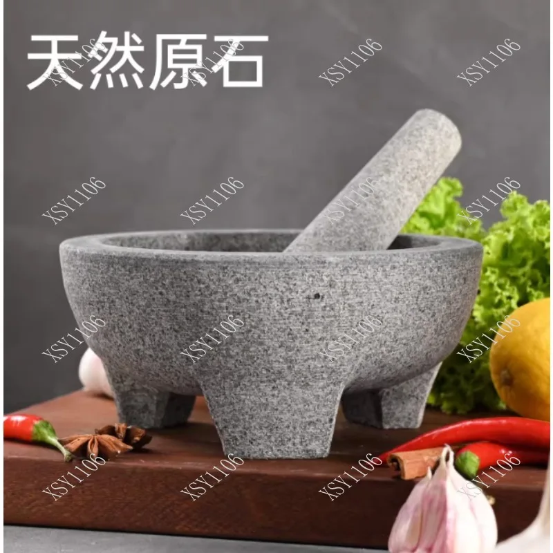 Natural Stone Granite Mortar Pestle for Spices Seasonings Pastes Guacamole