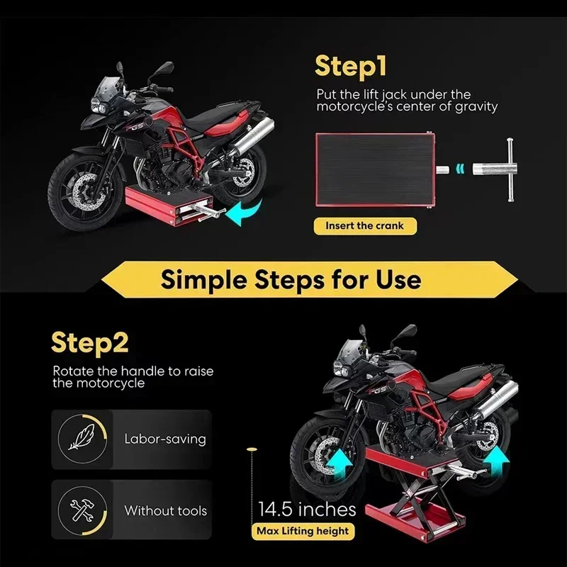 Motorcycle Lift Table 1100 Lbs Heavy Duty Hydraulic Lift Steel Dirt Bike ATV Wide Deck Scissor Lift Jack Table Foot Stand Jack