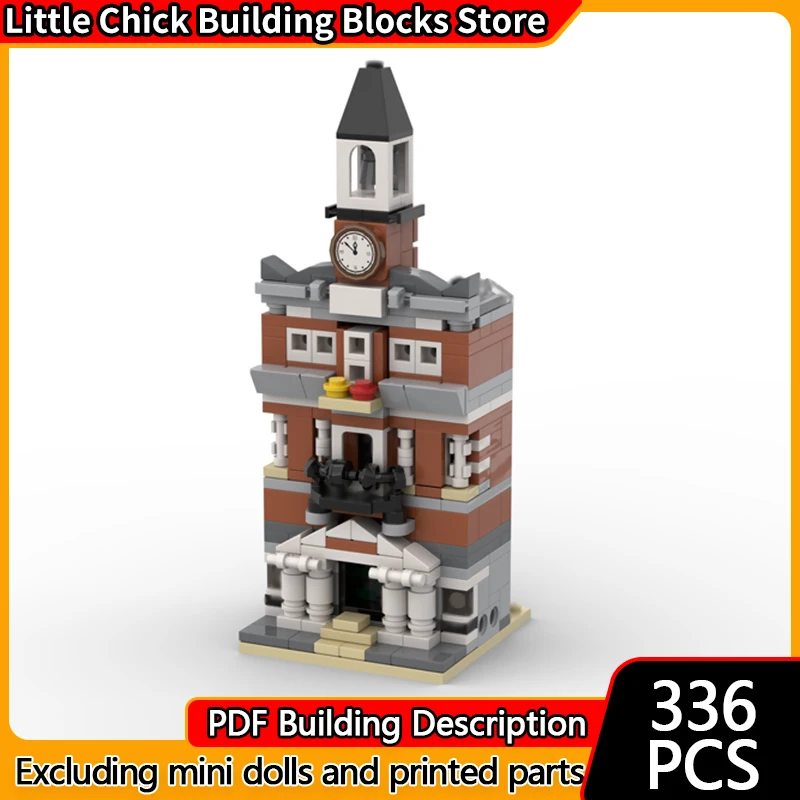 

Модель City Street View MOC, строительные кирпичи, городской городской зал, мини-модульная технология, детские праздничные подарки, сборные игрушки, костюм