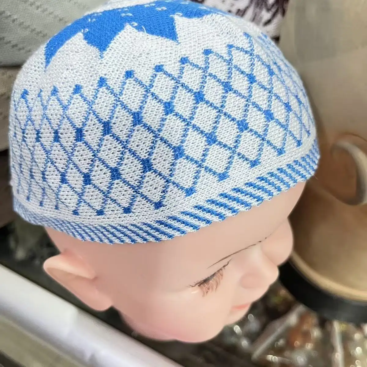 Livraison gratuite casquettes musulmanes pour enfants Crochet tricot chapeau enfant turquie Kufi islamique kippa juif Turban cadeau coton maille 0787