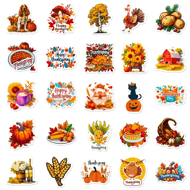 50PCS Autumn Harvest PVC Sticker Aesthetic DIY Children\'s Decoration Scrapbooking Stationery Hand Accounting Supplies for Kids