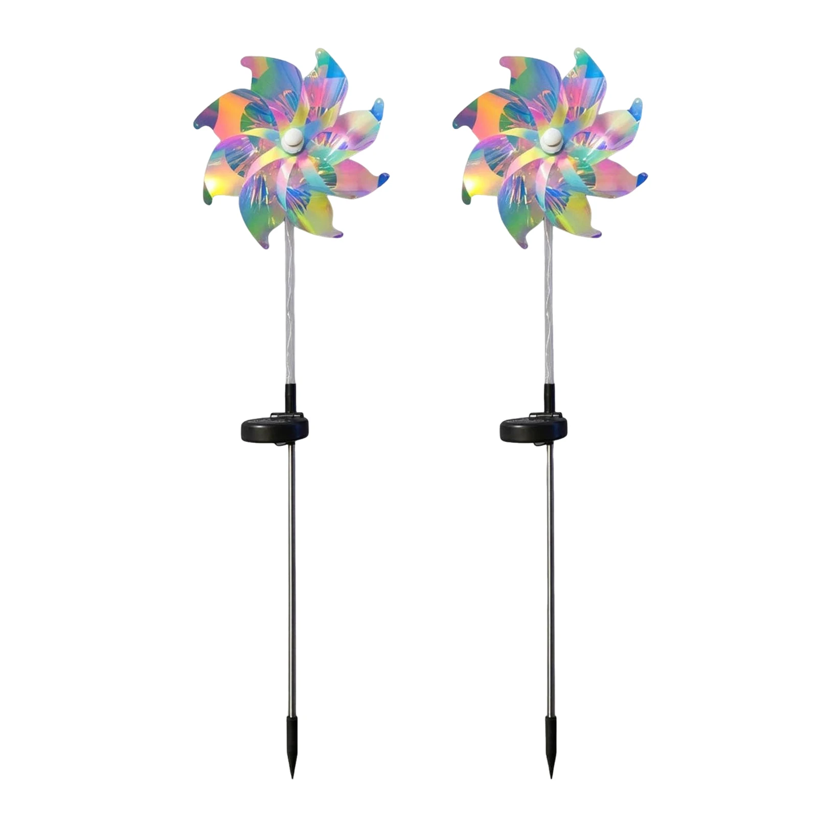 Solar Rainbow Pinwheel Garden Light with LED Solar Lights Creative Pinwheel Lighting Stake for Lawn Patio Walkway Flower Bed