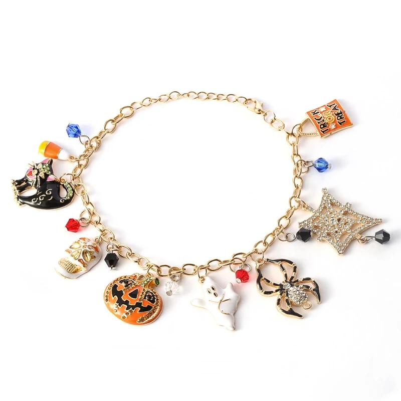 Braccialetti zucca ragno cartone animato Regali braccialetti Halloween con fascino punk gotico