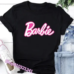 Barbie Short Sleeve T -shirt, Mùa hè thời trang, đồ họa phụ nữ t -shirt, Women's Cartoon T -shirt, Top Ladies Shirt, 2024 6 Quần áo Barbie dành cho người lớn bán hàng chính - №2