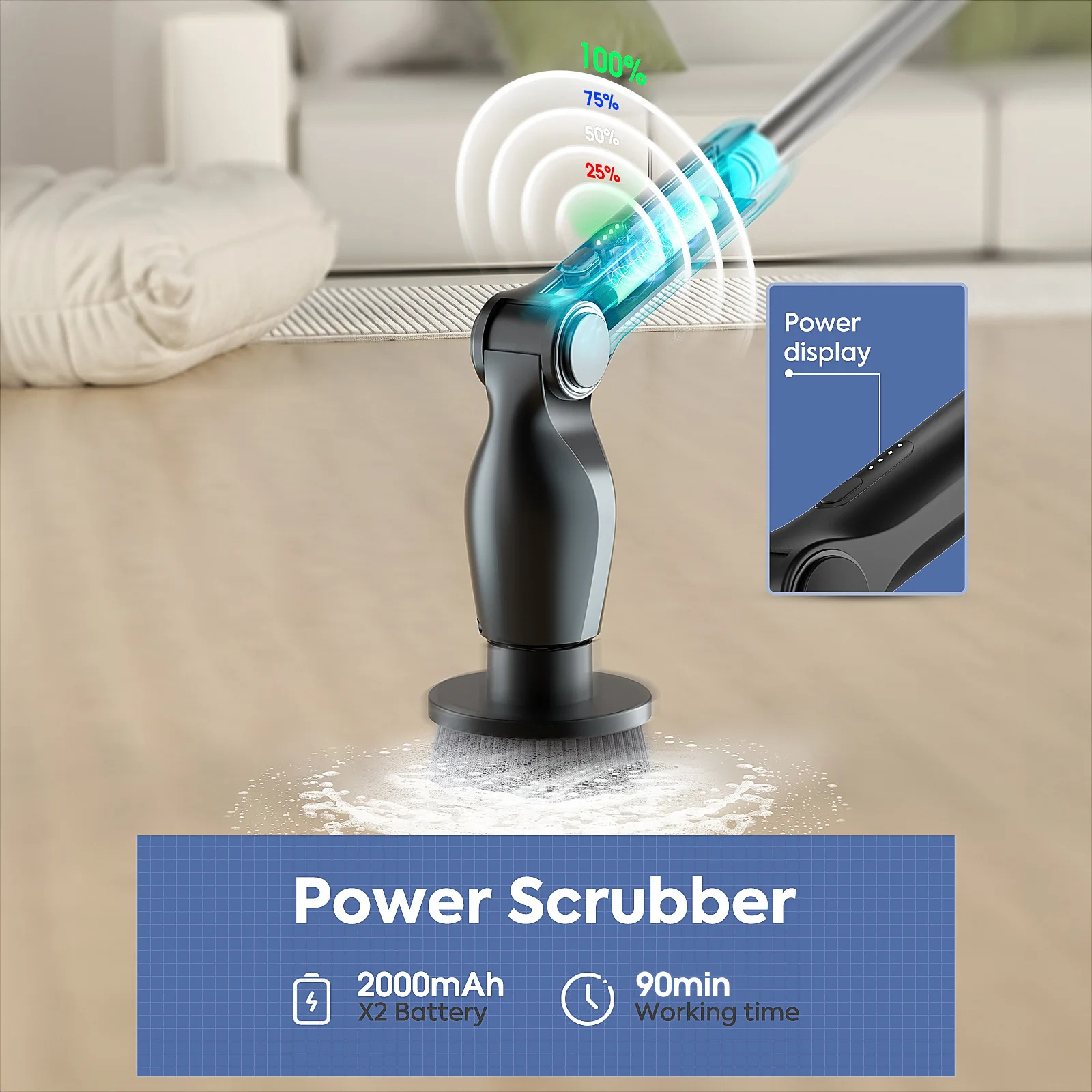 9 In 1 Adjustable Angle Electric Cleaning Brush with Remote Control Wireless Adjustable Cleaning Tool