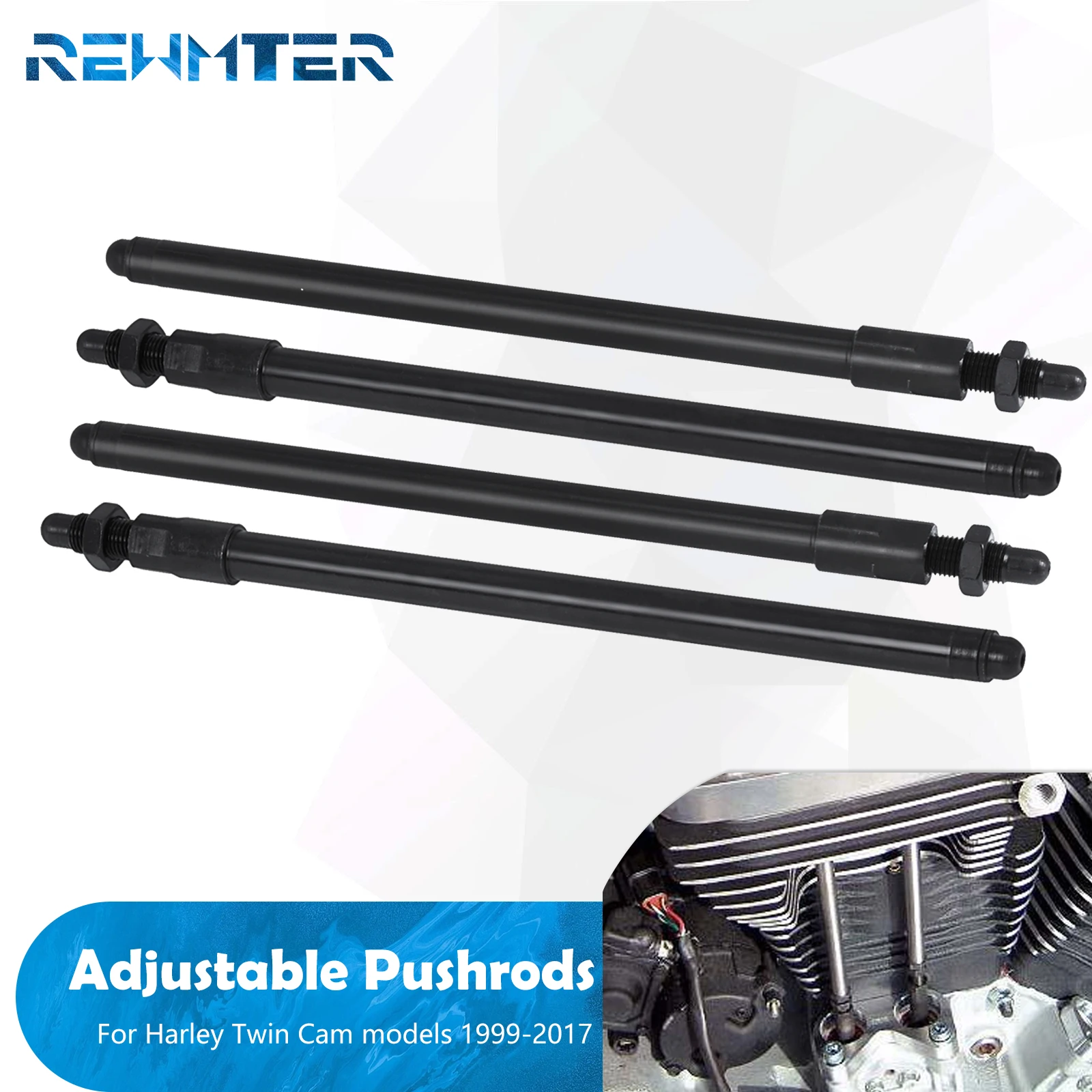 

Motorcycle Adjustable Pushrods 4PCS Black Pushrod For Harley Twin Cam Model Touring Electra Road Glide Softail Fatboy Dyna 99-17