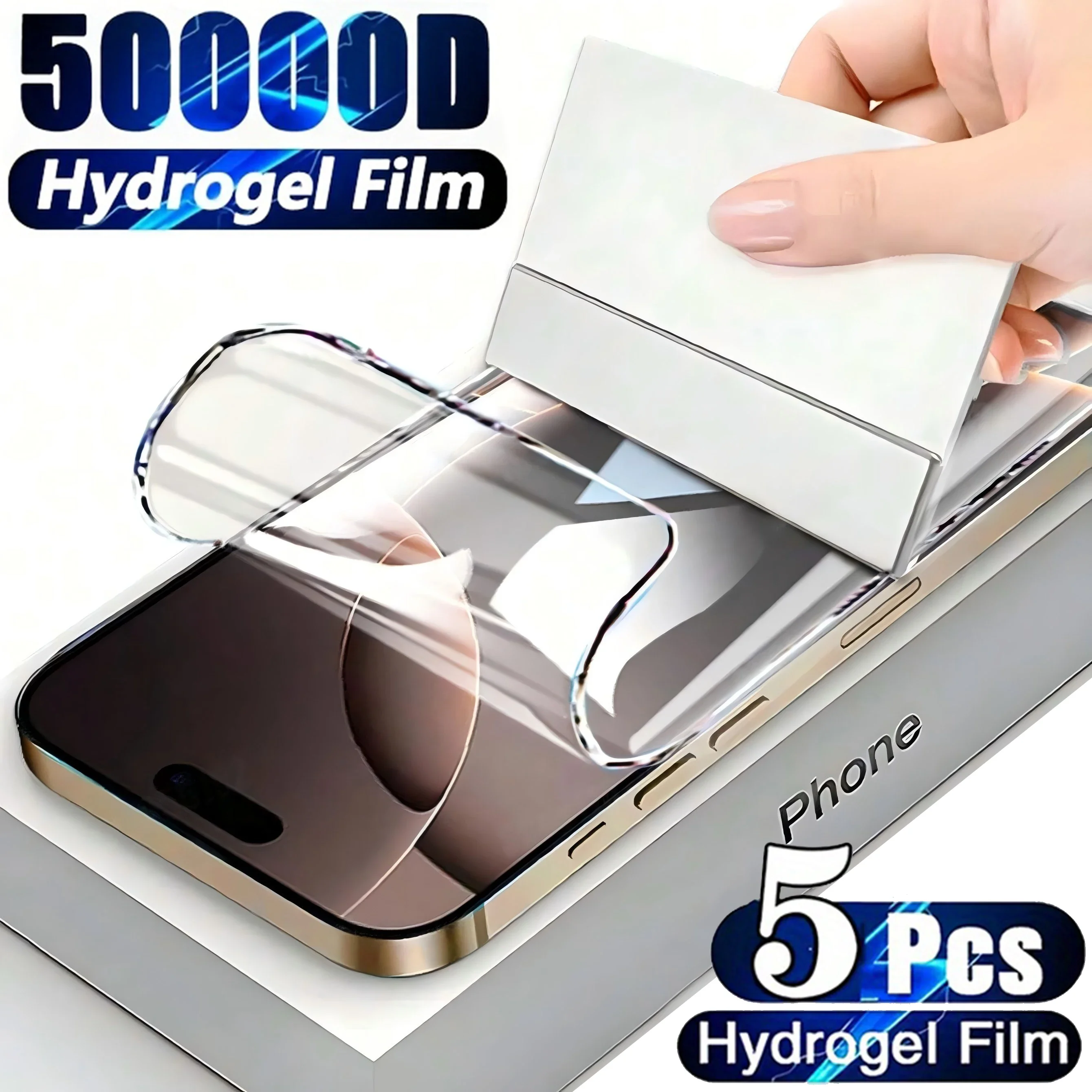 

5 Pcs Hydrogel Film For iPhone 16 15 14 13 12 11 Pro Max XS XR Plus Full Cover Screen Protector Anti-Spy Curved Tempered Glass