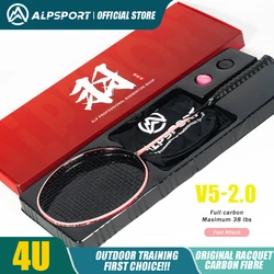 Raquete de badminton offensiva ultraleve ALP V5 2.0 4U Original de fibra de carbono ALPSPORT Rekets