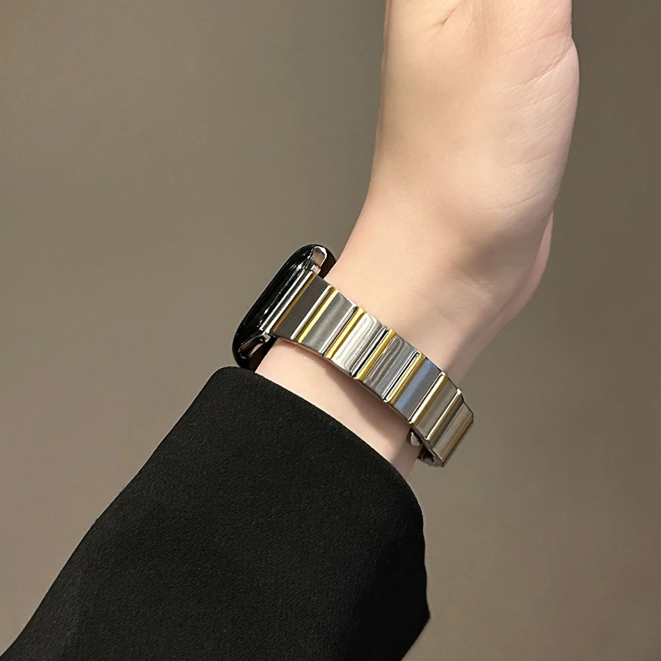 موضة فراشة مشبك سليم الخيزران حزام ل أبل iWatch سلسلة 10 9 8 7 6 5 4 SE 38/40/41/42/44/45/46/49 مللي متر حزام الساعات المعدنية