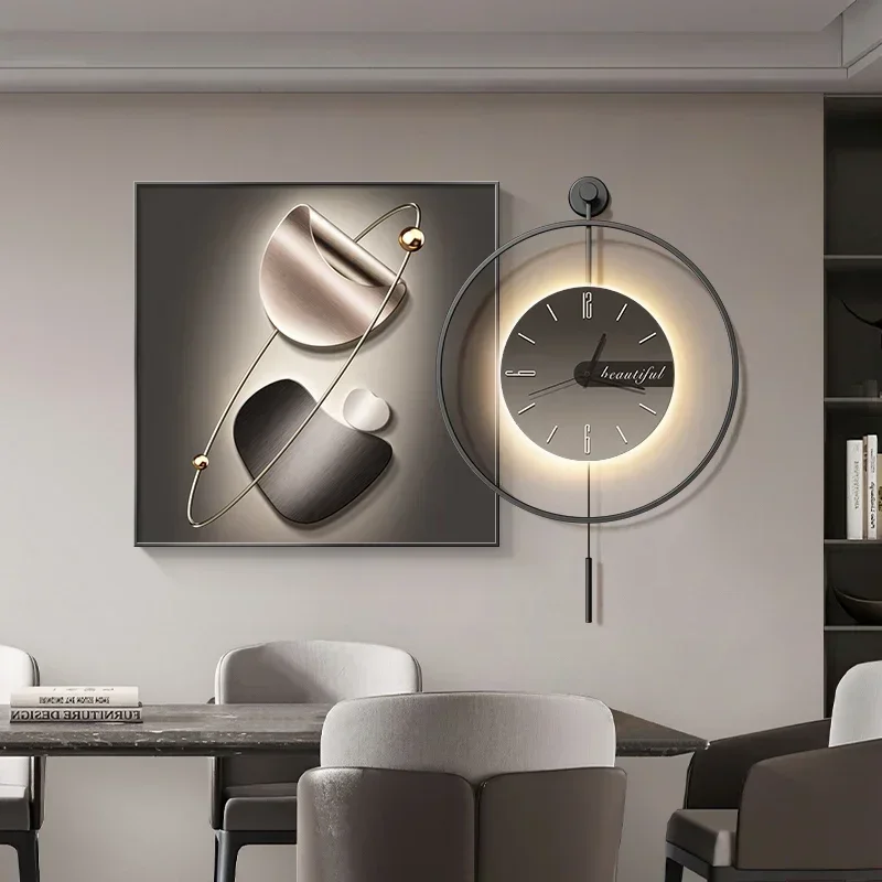 Modern Simple Restaurant Decoration Painting High-end Clock Hanging Painting Light Luxury Living Room Wall Decoration Clock