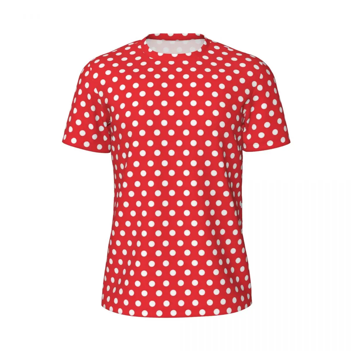 White Polka Dots T-Shirt Mens Vintage Print Classic Sports T-Shirts Comfortable Summer Fashion Tee Shirt Design Oversized Tops