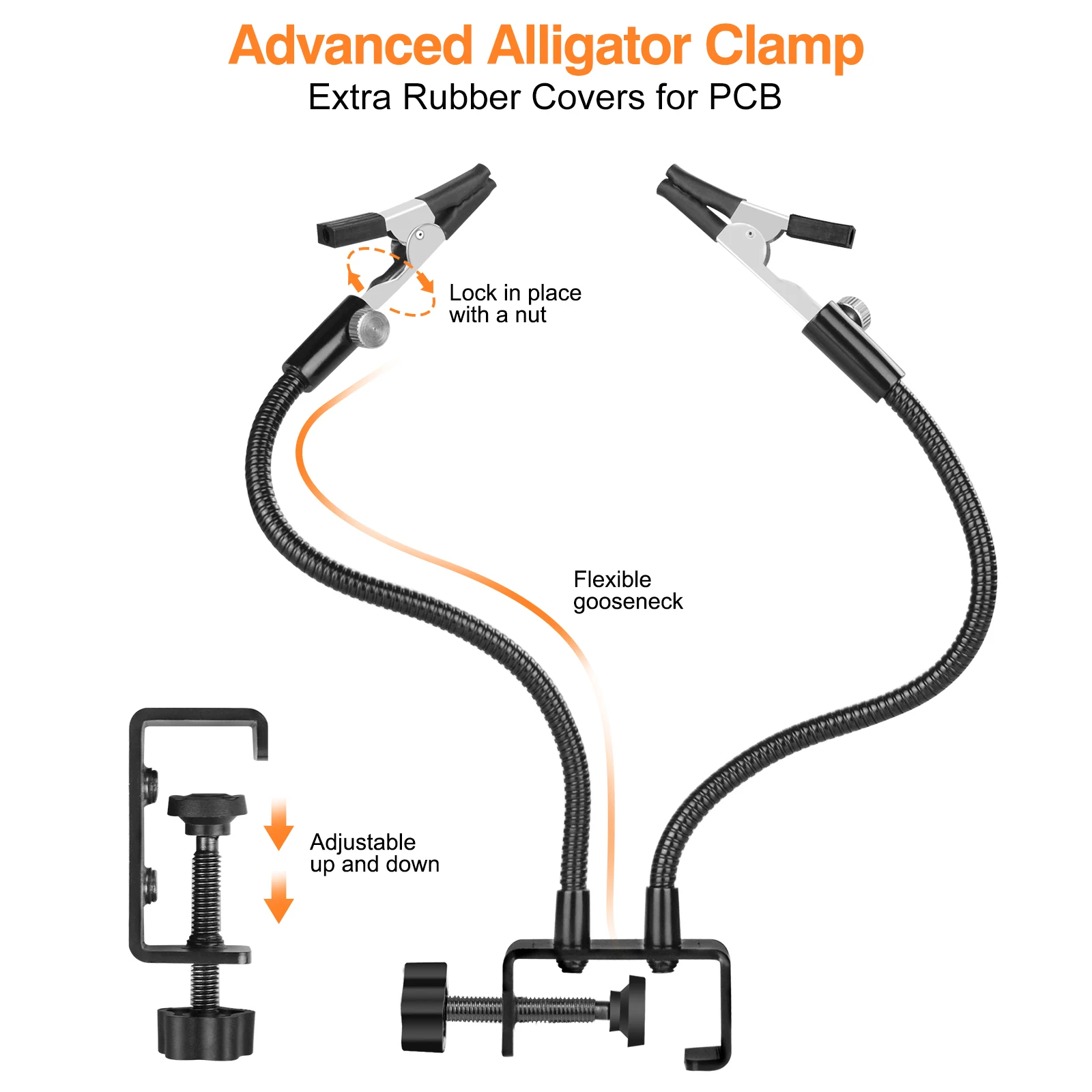 NEWACALOX LED 5X Magnifier USB Lamp Table Clamp Soldering Helping Third Hand Soldering Station 2pcs Flexible Arms Welding Tool