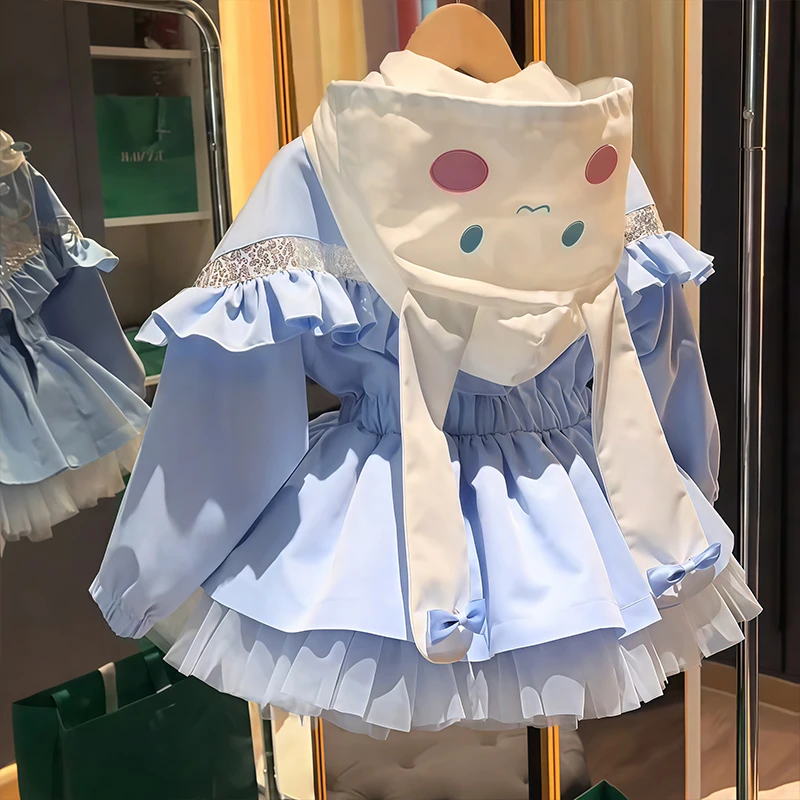 

Kawaii Cinnamoroll Girl's Jacket Kuromi Autumn Cartoon Fashion Embroidery Jacket Retract Waist Hooded Outdoor Jackets Windcoat