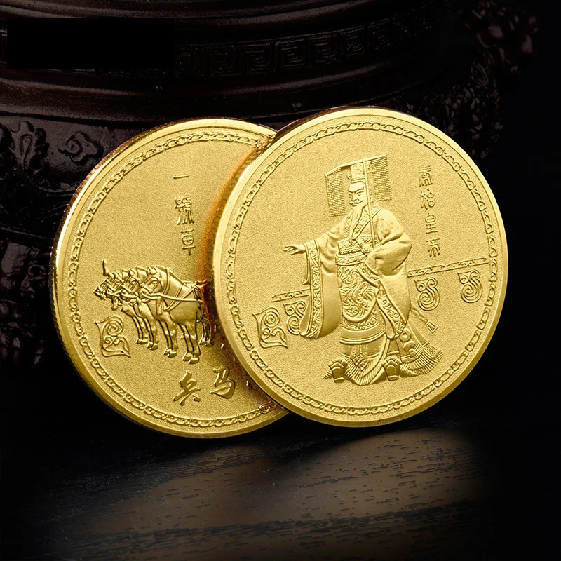 

China First Emperor of Qin Commemorative Gold Coin Xi'an Collectibles Collection Souvenirs