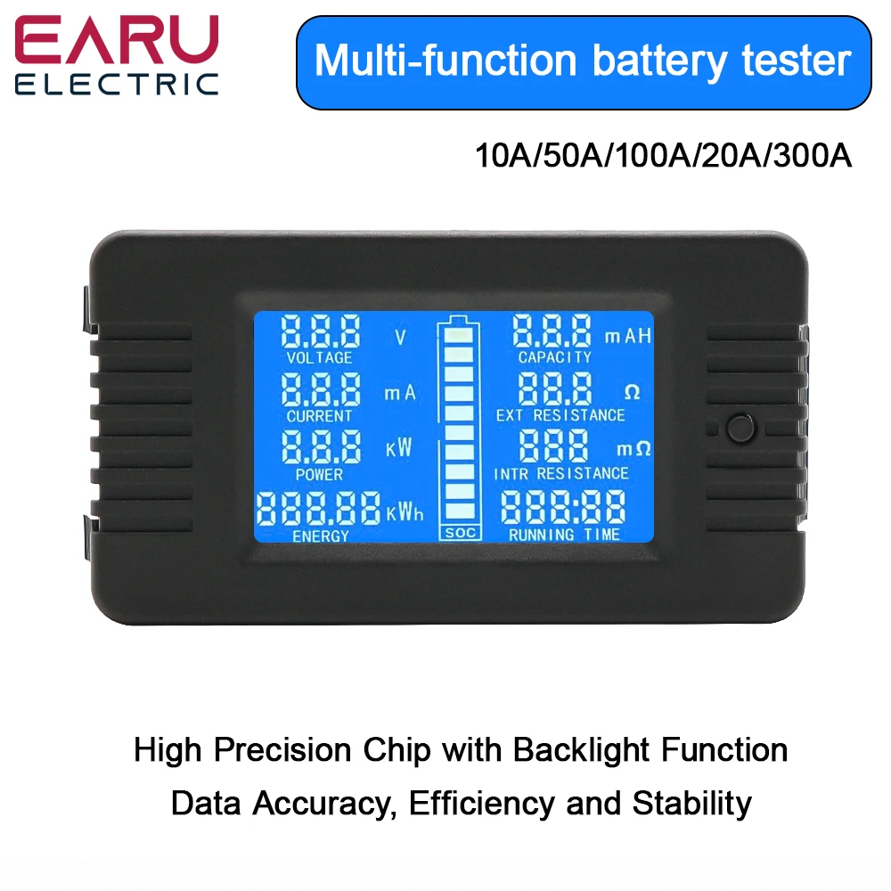 Voltímetro e Amperímetro Car Battery Tester Resistência Capacidade Electricidade Voltage Meter Monitor Pzem013 dc 0200v 10a 50a 100a 200a