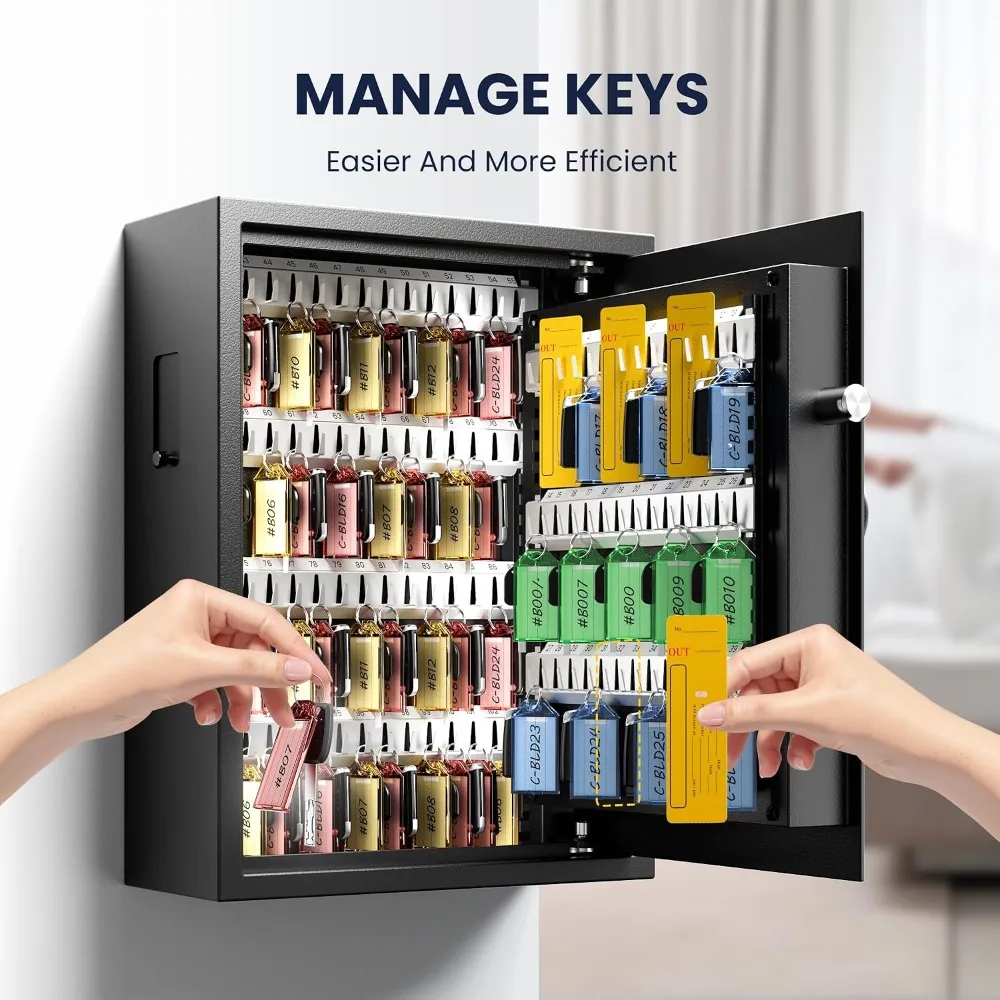 Heavy Duty 103 Position Electronic Key Lock Box with Anti-Theft Deposit Key Slot & Key Out Tags, Wall Mount for Home Office view 3