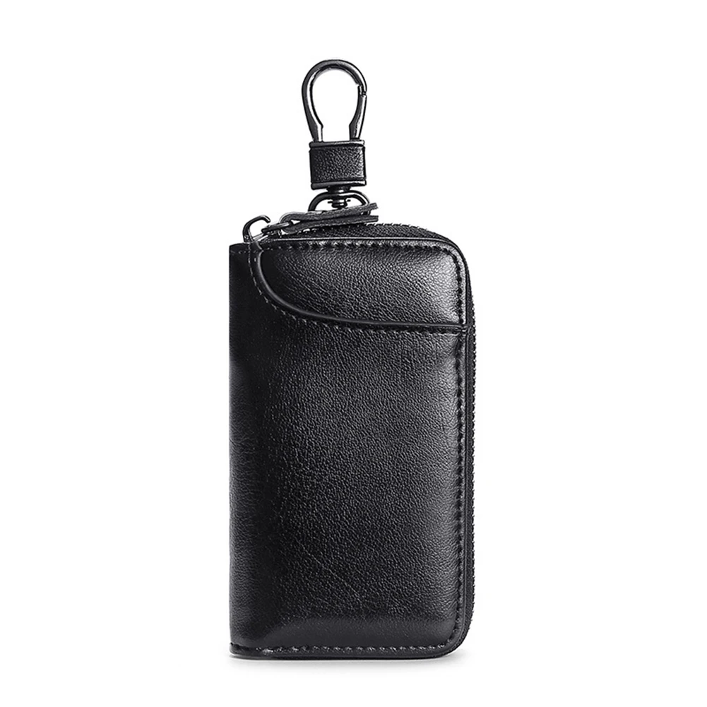 Key Pouch Bag Car Key Wallet Compact Size Cowhide Leather Lightweight Design Minimalist Style Multi-functional