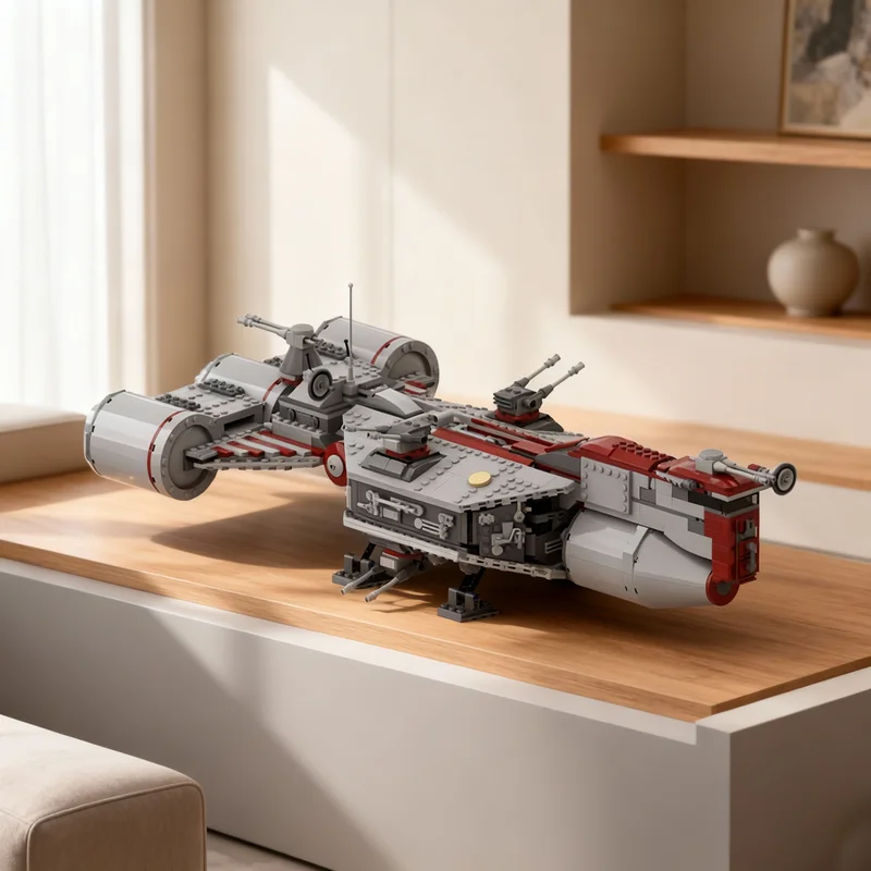 1756pcs MOC Republic Charger Refit Frigate Star Battle Model Building Blocks Shelf Decor, Home Decor Desk Decor Gift For Adults