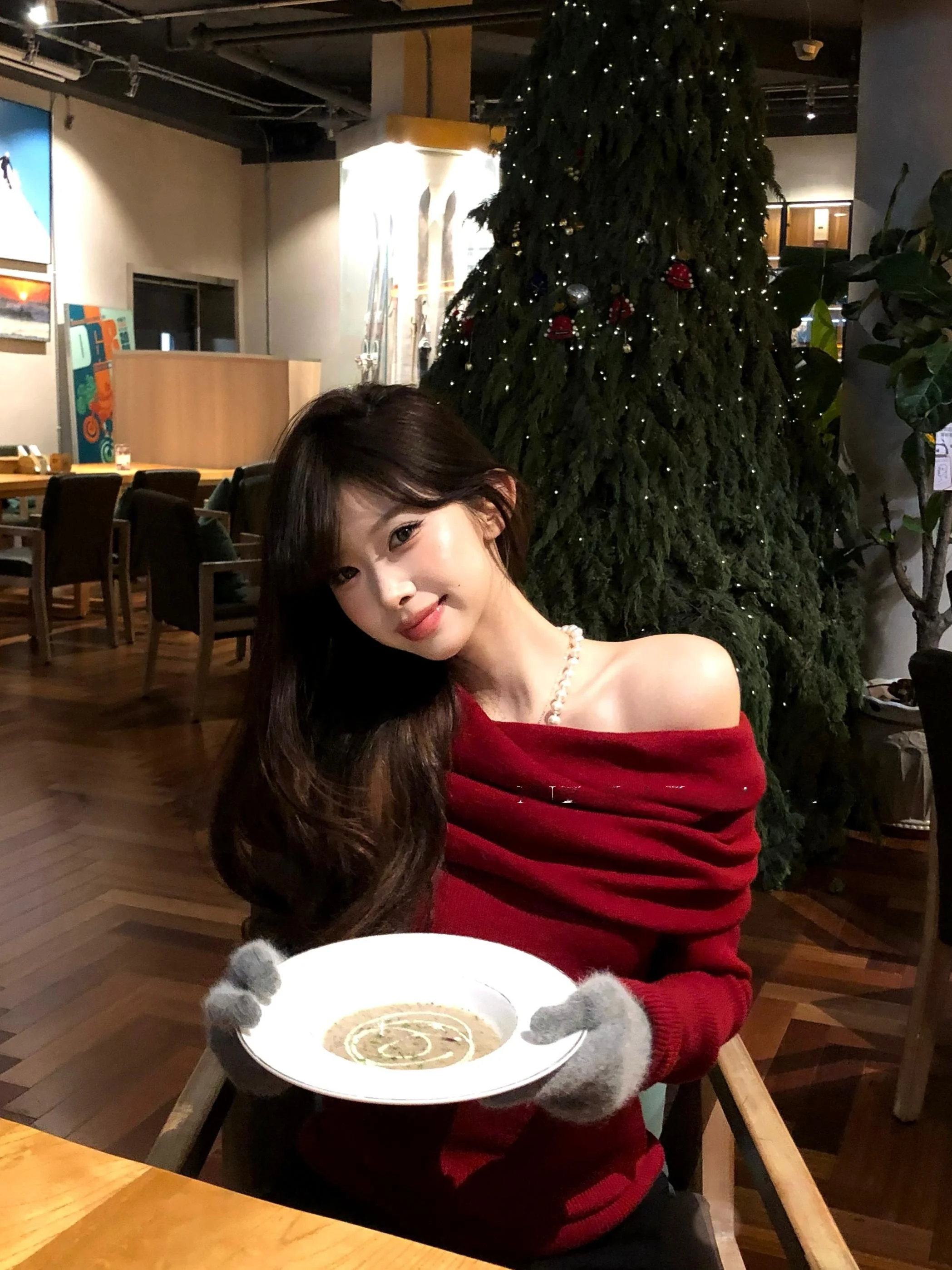 

NogiUnit Новогодний мягкий уютный вязаный свитер из ЭВА в стиле ретро на одно плечо, длинный свеч, нейлоновая ткань обычной длины, чистый цвет