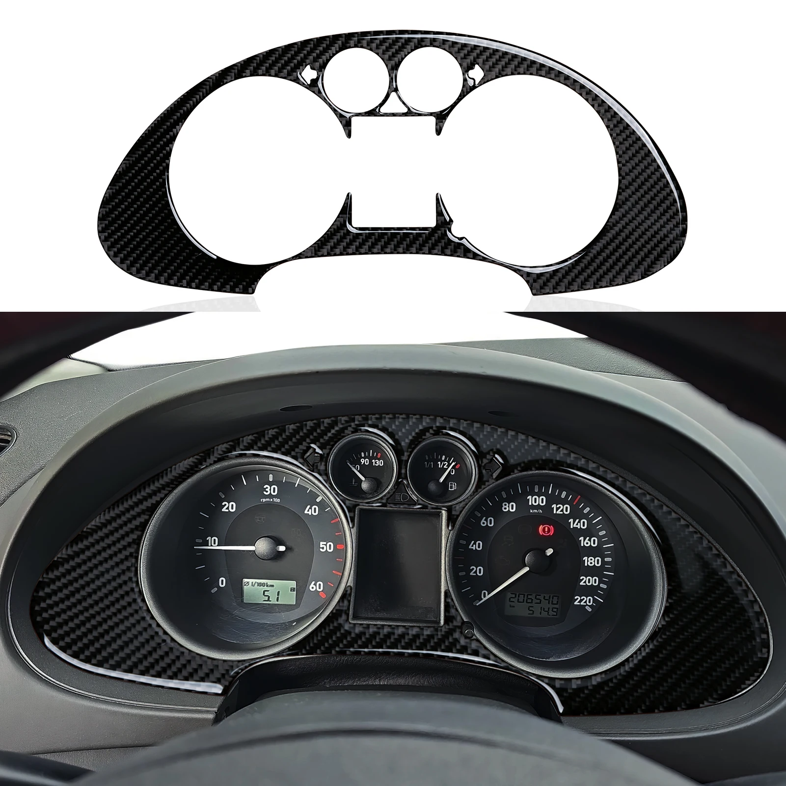 For SEAT Cordoba Ibiza 6L (2002-2009) Trim Accessories. Carbon Fiber Interior Sticker. Car Dashboard Speed Display Panel Cover.