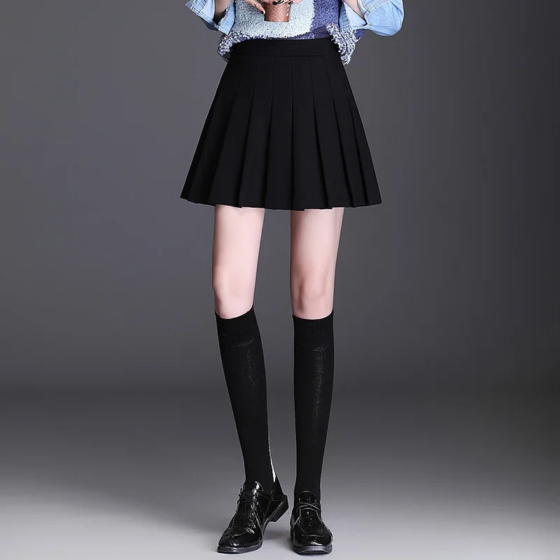 

Black Short Pleated Skirt Women Spring Summer Elegant Chic Slim Fit Casual Preppy Style Korean Bodycon Mini Skirts Girl 4XL 2889