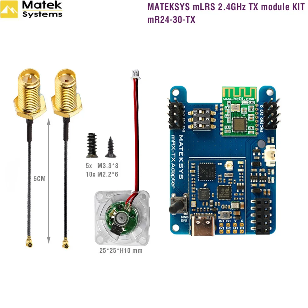 

MATEK MR900-22 RX MLRS MAVLINK 900MHZ RECEIVER 900MHz LoRa / 22 DBm RF Power for Long Range Rc Moder Drone Parts