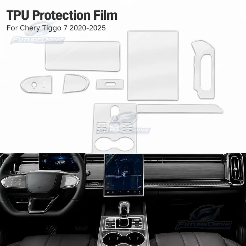 TPU Protection Film For Chery Tiggo 7 2020-2025 Screen Center Console Gear Shift Interior Car Decal Modification Paint Accessory