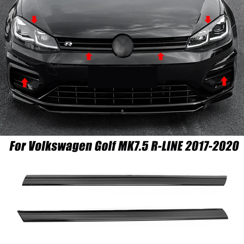 Zderzak przedni Reflektor Brwi Osłona lampy przeciwmgielnej Środkowa kratka Listwy maskujące Wykończenie Do Volkswagen Golf MK7.5 R-LINE 2017-2020