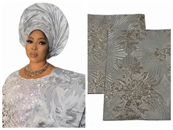 African Luxury High Quality Printing Embroidery Hat Best 3D Flowers Soft Sego Headtie Wrapper Gele Cap Bonnet Femme 2Pcs/Bag