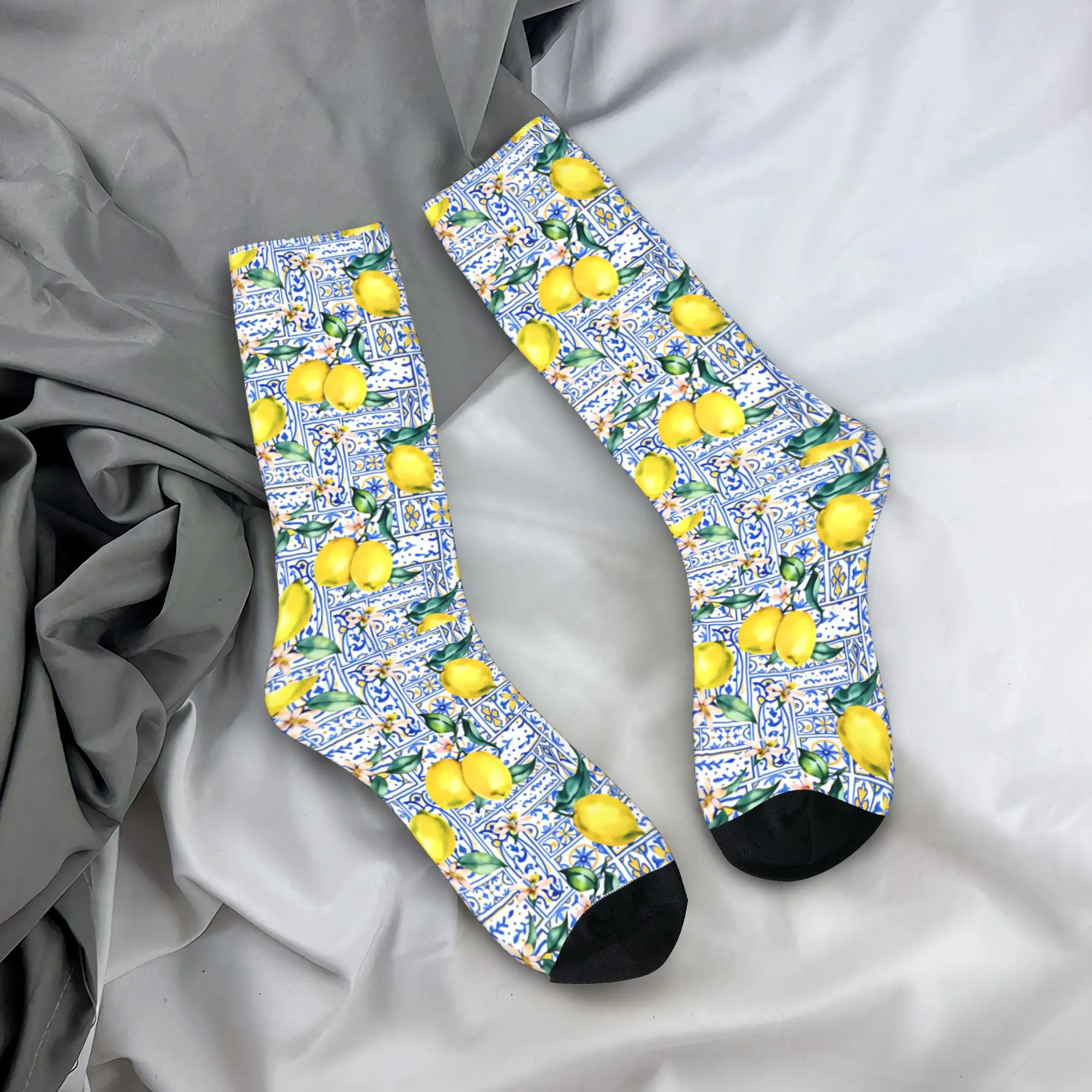 Fruit Lemon  Stockings Unisex Men  Socks Breathable Gothic Socks Spring Running Sports Anti Sweat Graphic Socks Gift