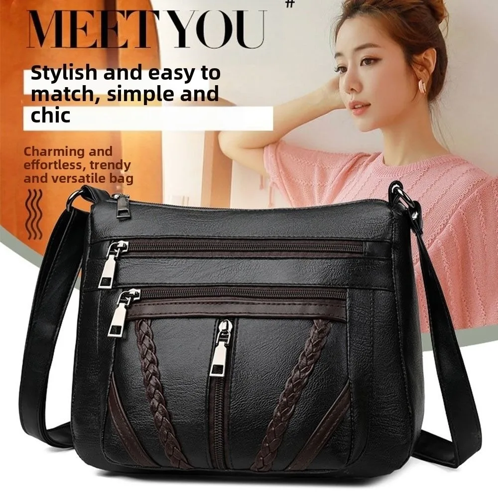 

Elegant Large Capacity Women PU Shoulder Bag Minimalist PU Leather Crossbody Handbag Vintage Waterproof Messenger Bag Outdoor