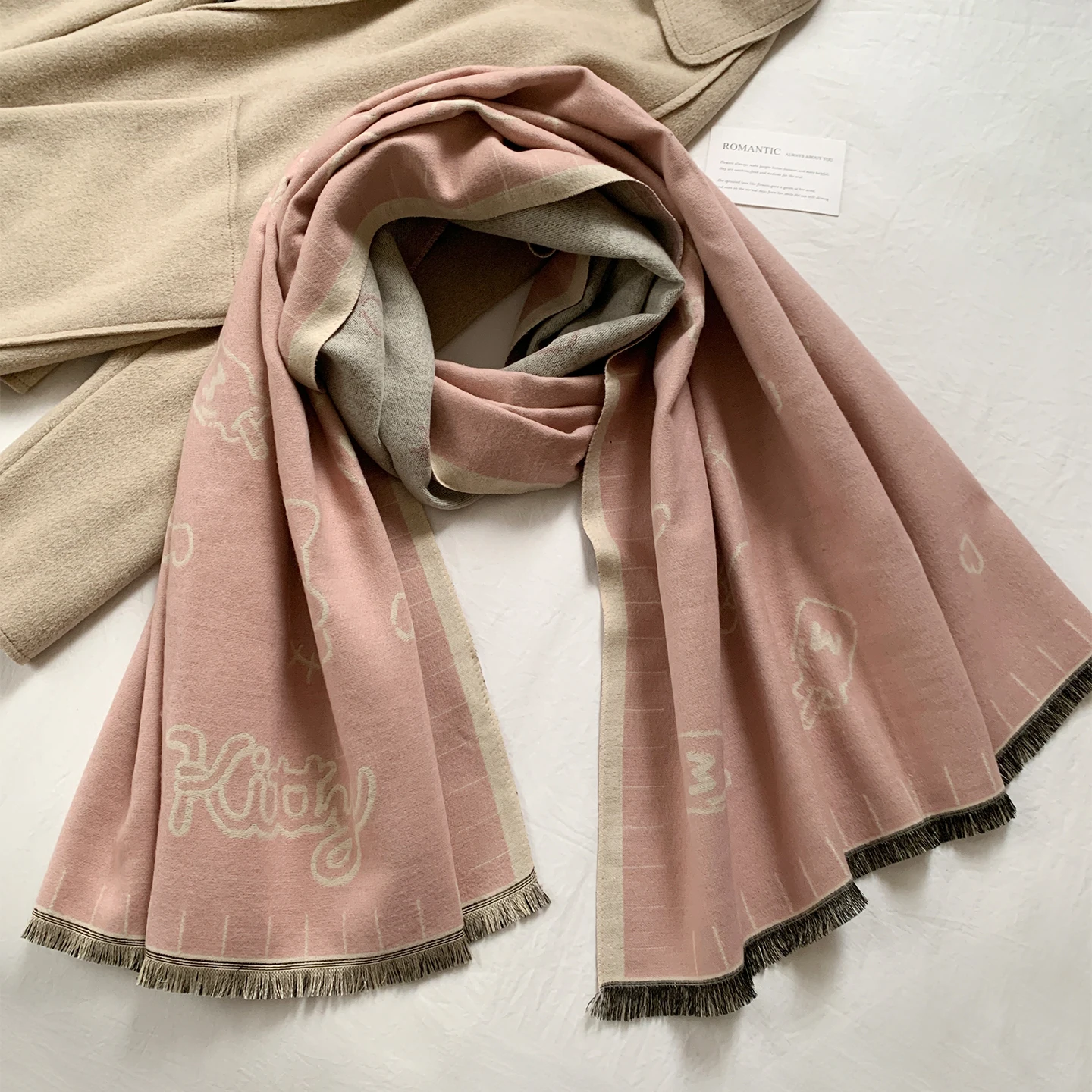 جديد سانريو مرحبا كيتي وشاح دافئ أفخم مزدوج الوجهين وشاح شتاء دافئ رشاقته لطيف الحلو الفتيات عطلة العصرية الإبداع الهدايا #6