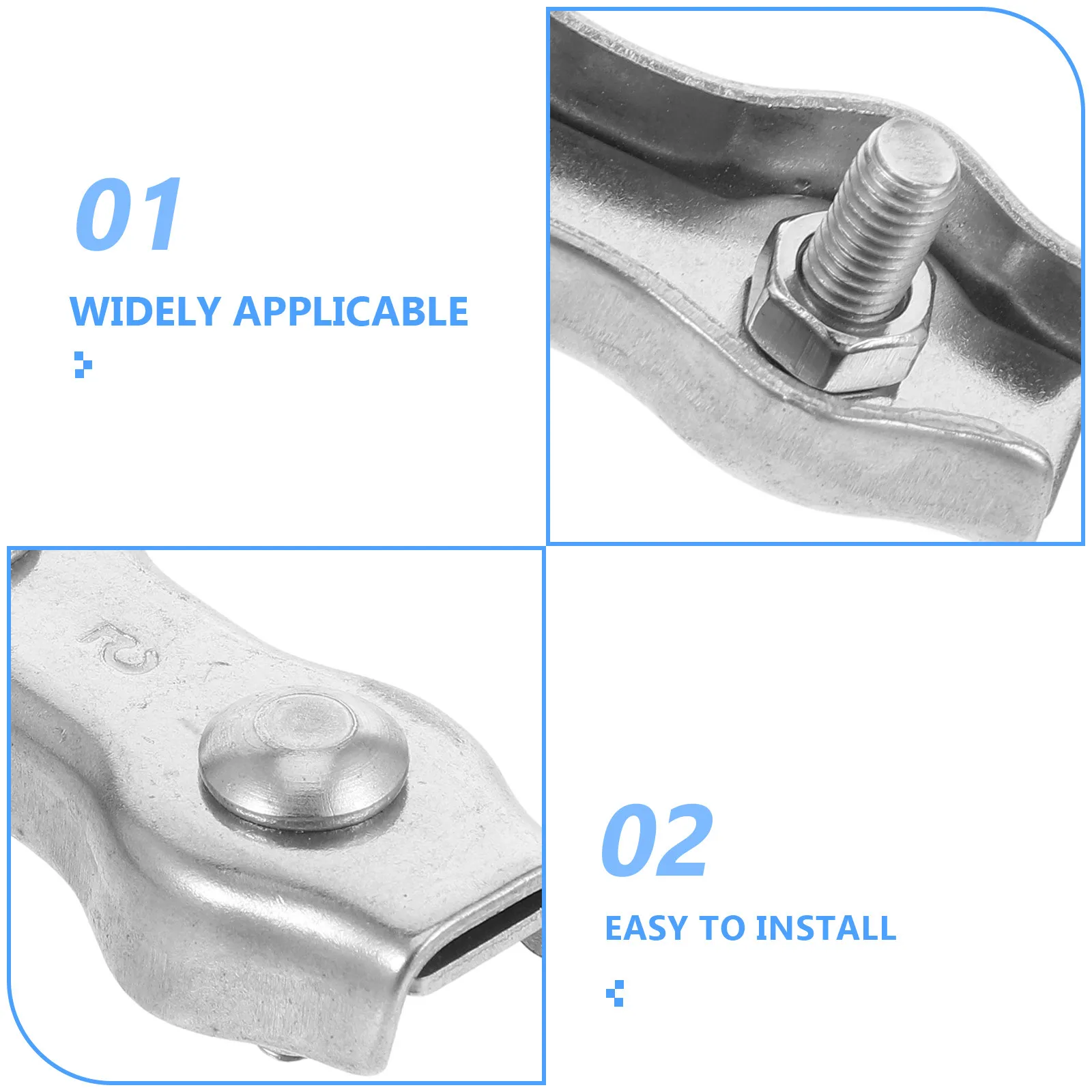10Pcs Stainless Steel Double Plate Wire Rope Clamps for Electric Fence Wire Outdoor Indoor Decoration Trellis Secure Grip No - view 4