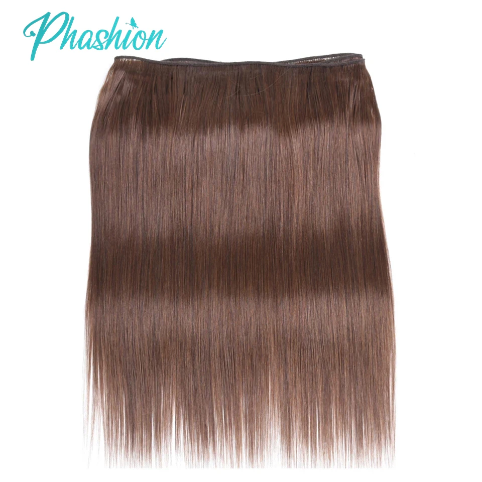 Phashion-extensiones de cabello brasileño Remy, mechones rectos de color marrón Chocolate, 1/3/4 piezas, cabello humano suave #4, color 100%, a la venta, 10A