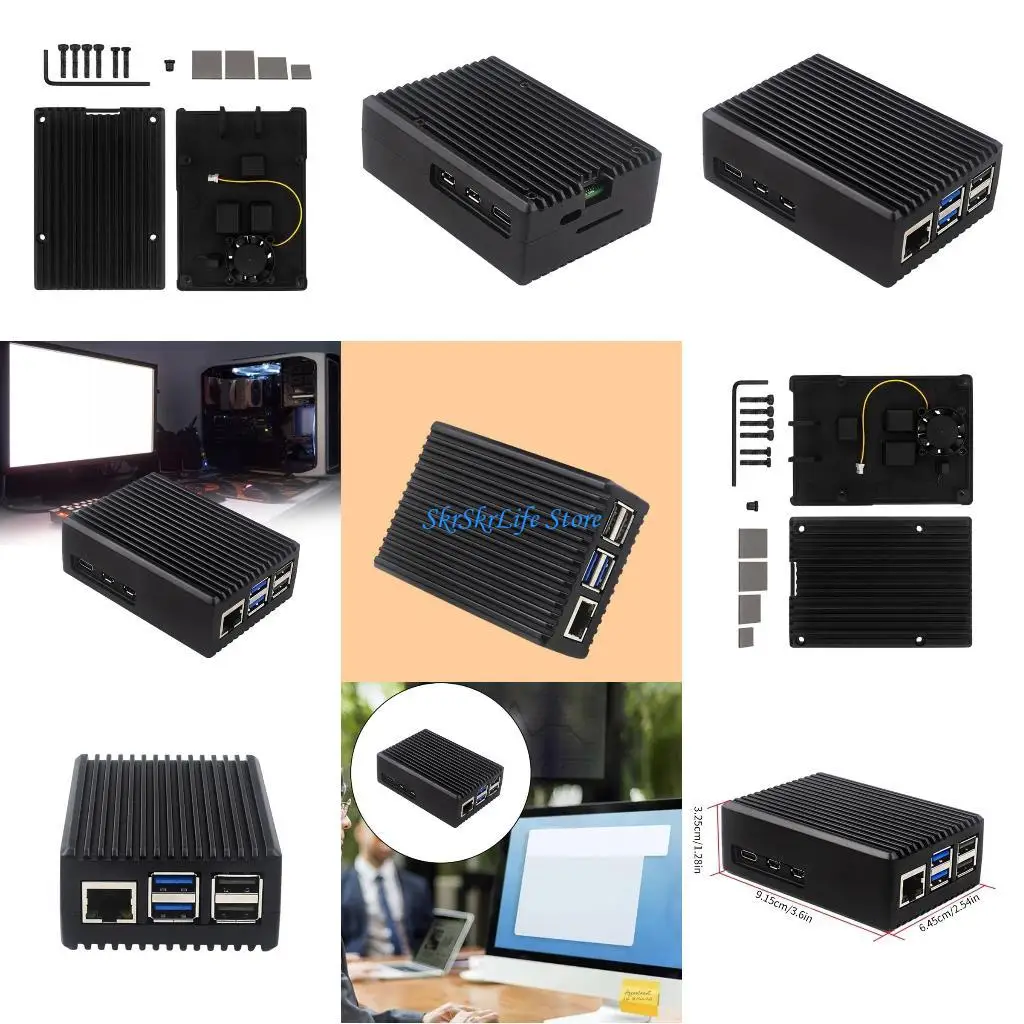 

E65E Aluminum Case with Cooling Fan for Pi 5 Board for Pi 5 Board Easy Installation