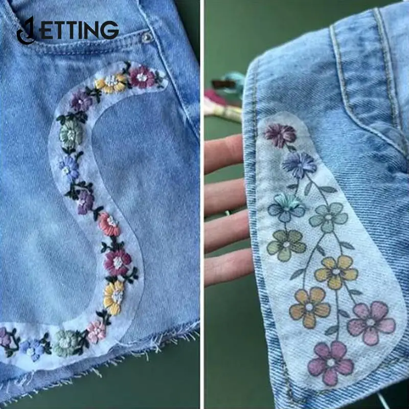 2/4pc Water Soluble Stabilizer Embroidery Stick And Stitch Embroidery Paper Tear Away Embroidery Stabilizers With Flower Pattern