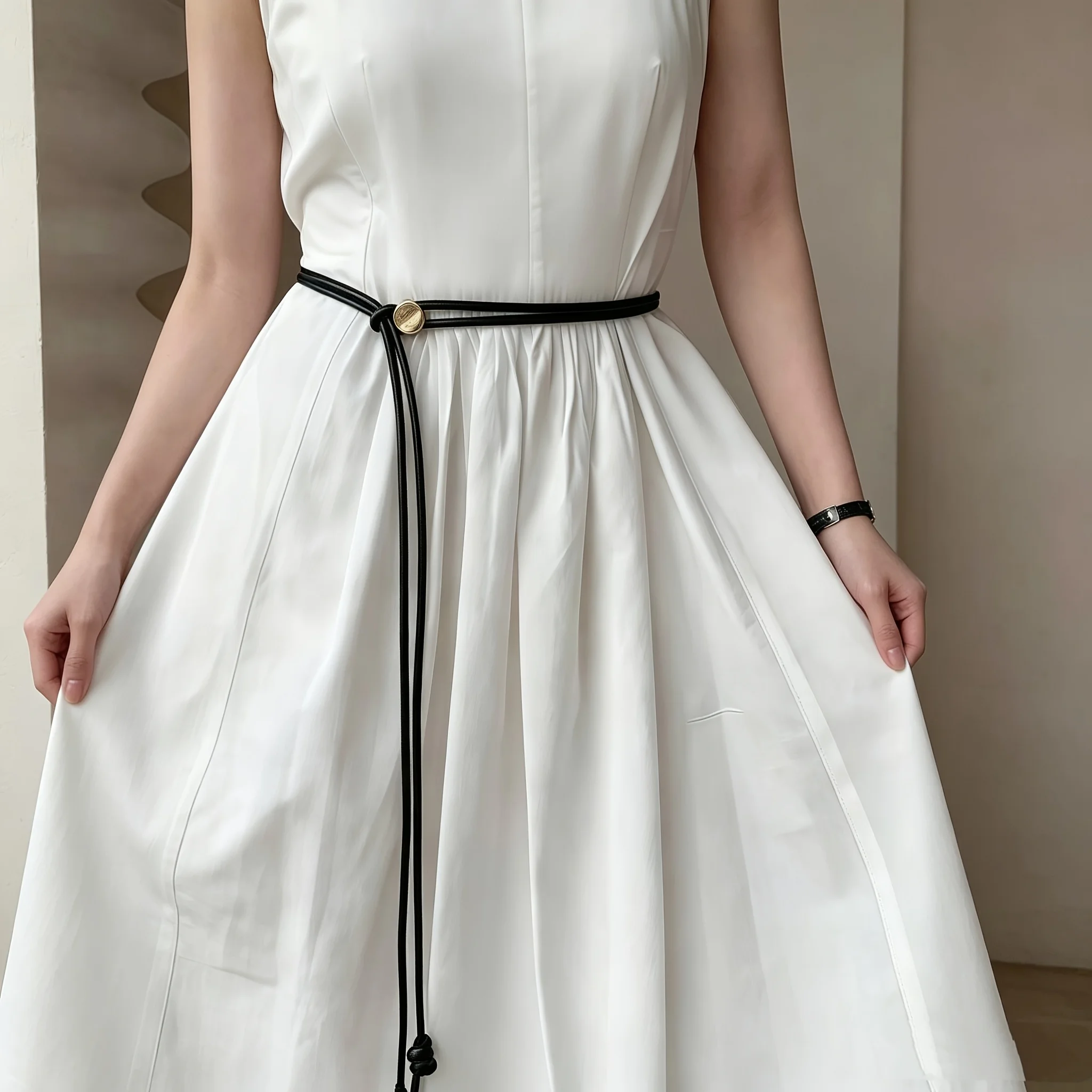 Elegant Solid‑Color Unisex Belt 1Pc, All‑Season Versatile Waistband Matching Dresses Coats Jackets Daily Outfits