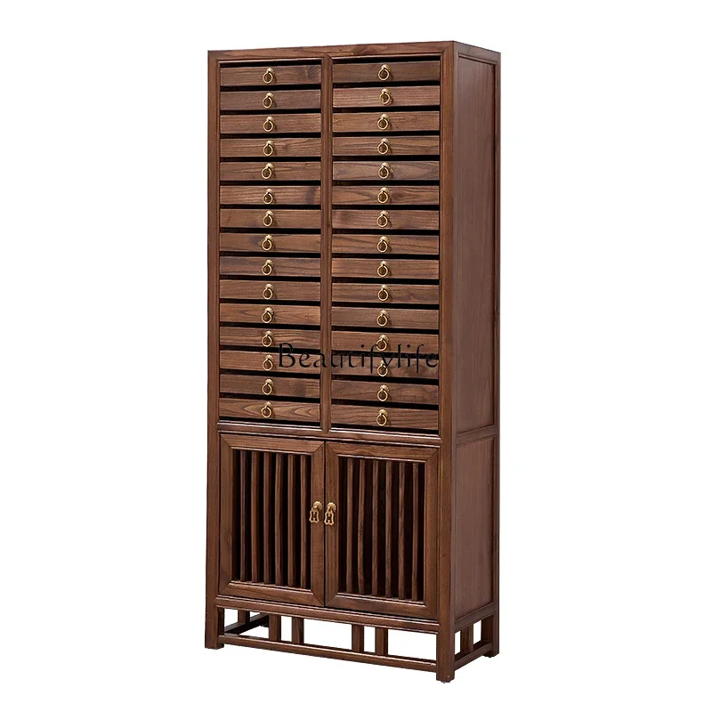 

FG28Customized Elm Brick Tea Storage Organizer Tea Solid Wood Tea Cabinet